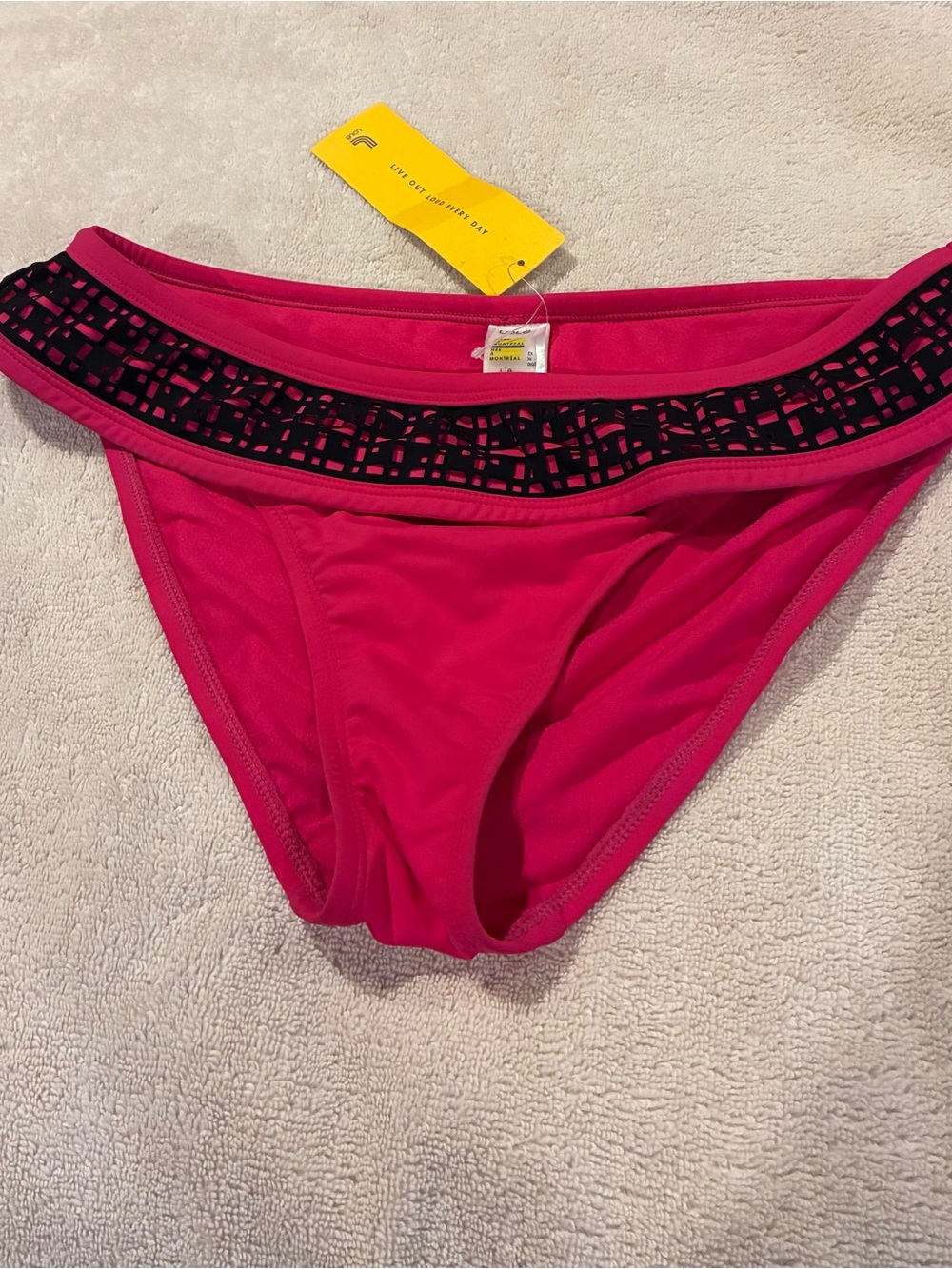 Lole Hot Pink Bikini Bottom with Black Trim